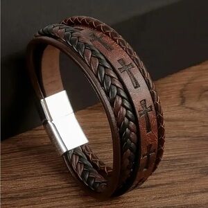 Cross Leather Bracelet NWT